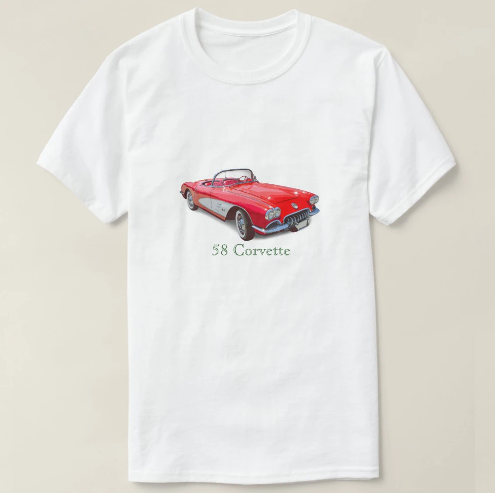 2019 Printed Men T Shirt Cotton Short Sleeve 1958 Corvette Convertible Red Classic Car T-Shirt Women tshirt |