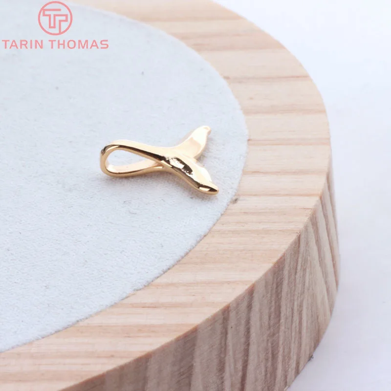 (268)10x11MM 14x15MM 24K Goldfarben plattiertes Messing Whale Tail Charm Anhänger für Schmuckherstellung Zubehör – Detail 5