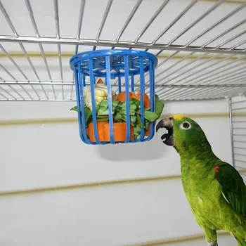 

Cute Bird Parrot Feeder Cage Fruit Vegetable Holder Cage Accessories Hanging Basket Container Toys Pet Bird Supplies