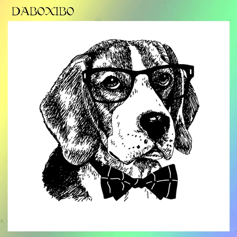 

DABOXIBO Dog With Glasses Clear Stamps For DIY Scrapbooking/Card Making/Photo Album Silicone Decorative Crafts