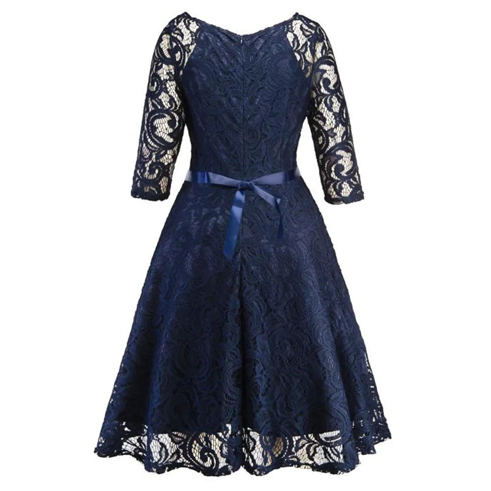 Robe De Soiree, кружевное платье, зеленое, для женщин, половина рукава, выдалбливают, вечерние платья, элегантное, цветочное, кружевное, винтажное платье Vestidos