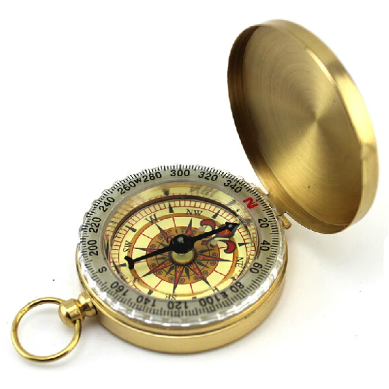 Открытый походный компас портативный карманный латунный золотой медный компас навигационный с ночным дисплеем# N