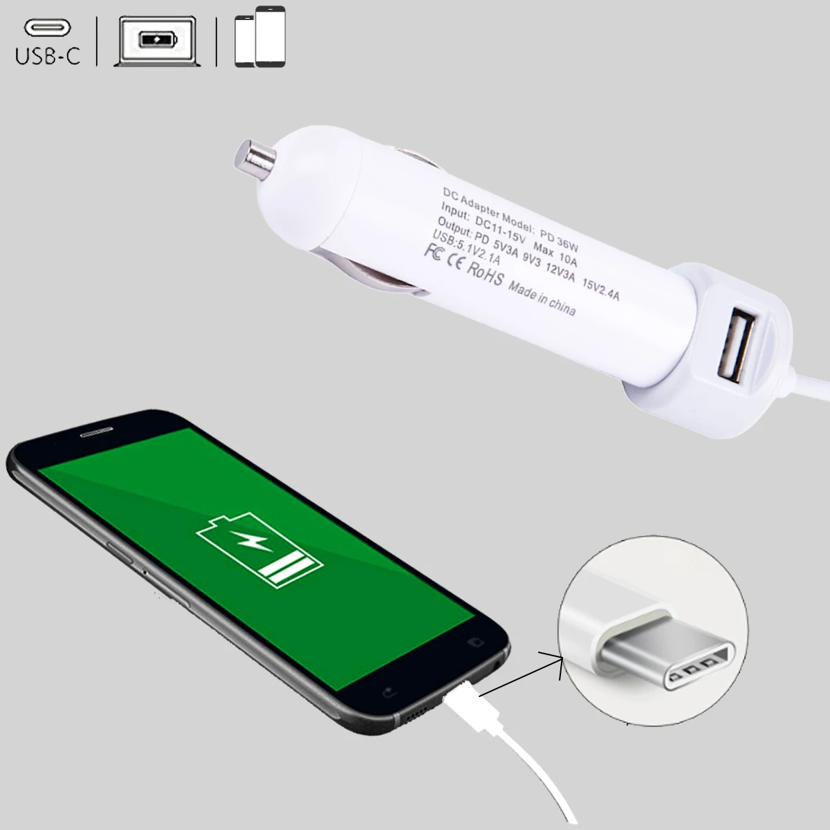 36 Вт USB2.0 type C автомобильное зарядное устройство 3A Быстрая зарядка мобильного телефона зарядное устройство s Dual USB автомобильный адаптер зарядного устройства для телефона для мобильного телефона планшета