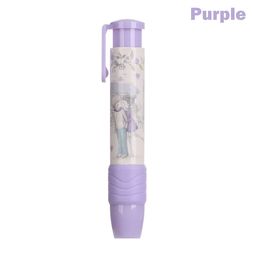 Фиолетовый 1pc Creative Pen Shape Eraser Rubber Stationery Gift Pen Type Eraser Combined Cute Eraser Student Gift School Office Supplies - Цвет: Фиолетовый
