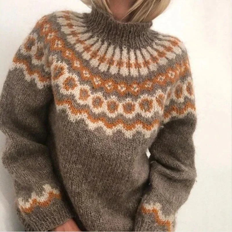

Winter Turtleneck Sweaters Women Vintage Loose Oversized Sweater Casual Long Sleeve Knitted Pullovers Female Christmas Jumpers