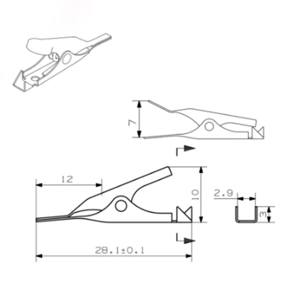 5A Mini Copper Test Crocodile Clamp 28mm Flat-mouthed Dental Crocodile Clamp alligator clips electric test clamp
