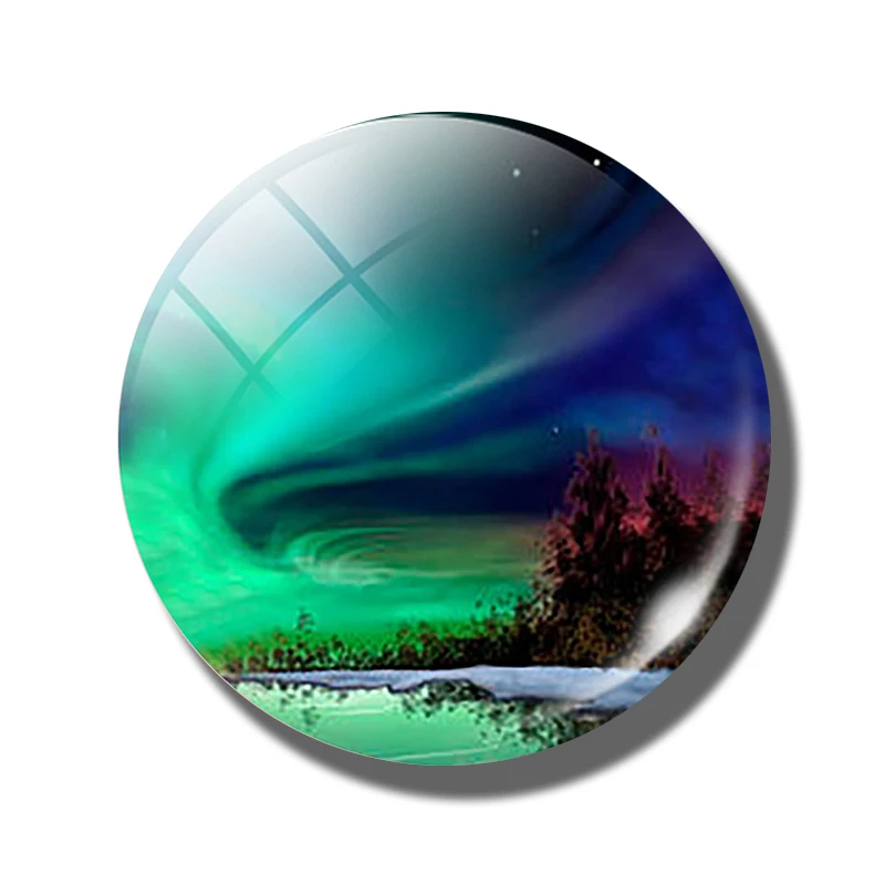 Северное сияние стеклянный купольный холодильник 50 мм Aurora Borealis магнитные наклейки на холодильник магнит галактика Вселенная Космос домашний декор - Цвет: PACK OF 1