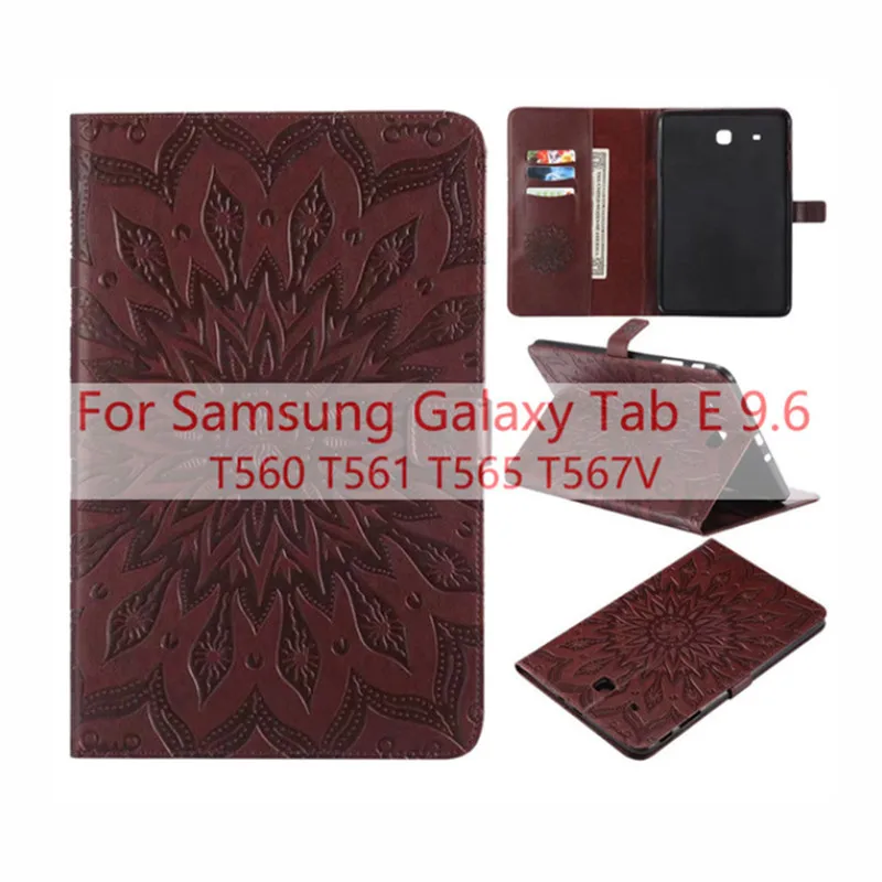 Чехол для Samsung Galaxy Tab E 9,6 T560 T561 T565 T567 T567V тиснение из искусственной кожи Мягкий чехол для задней крышки из раскладная откидная крышка устойчивый планшетный чехол