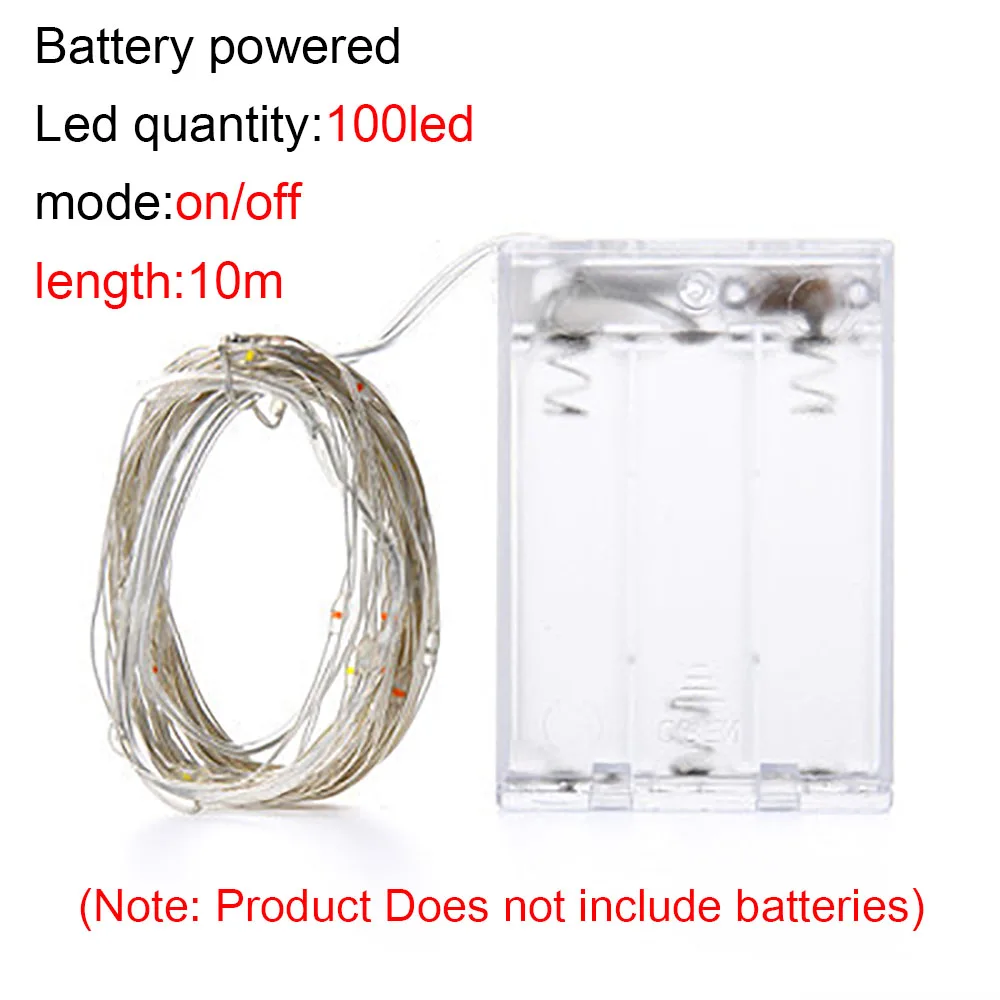led string 100led 2 м 5 м 10 м сказочная гирлянда светодиодный шар гирлянды водонепроницаемый для рождественской елки открытый патио гирлянда украшения батарея питания - Испускаемый цвет: led string 100led
