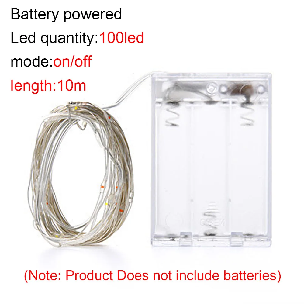 2 м 5 м 10 м сказочная гирлянда светодиодный шар гирлянды водонепроницаемый для рождественской елки открытый патио гирлянда украшения батарея питания - Испускаемый цвет: led string 100led