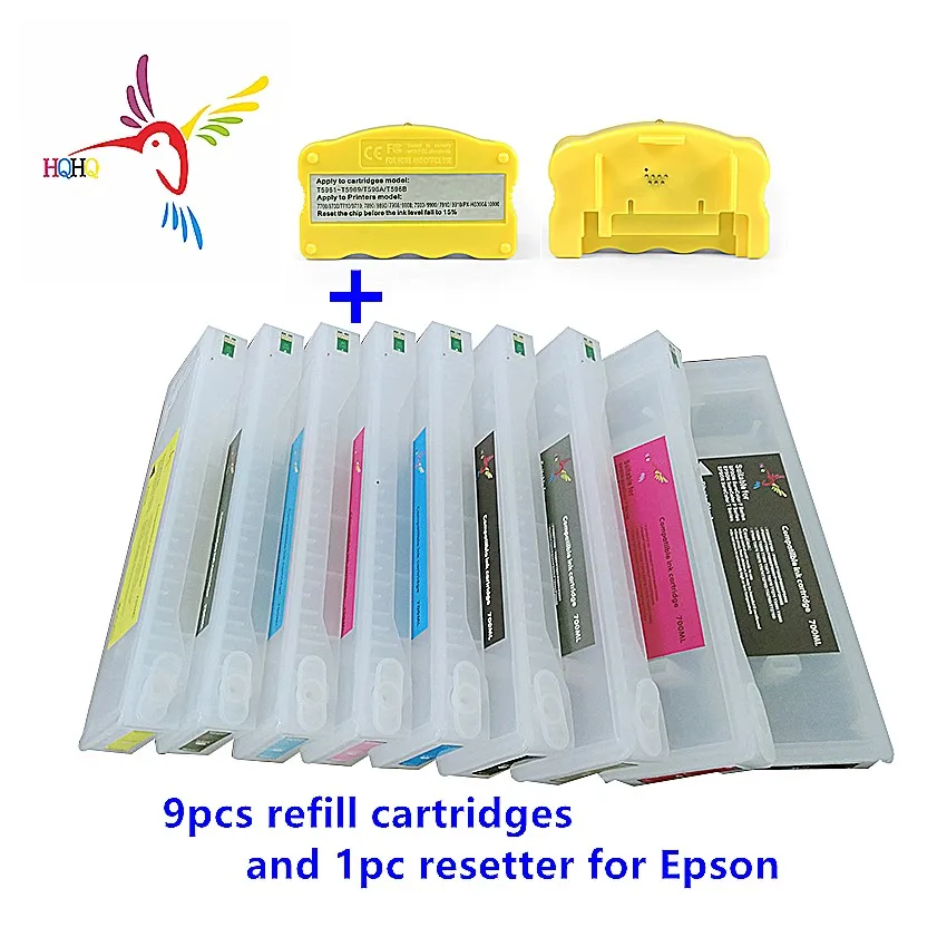 9 шт. 700 мл T5961-T5969 пустой картридж с сброса чипа и 1 Resetter для EPSON 7908/9908/7890/9890 принтеры |