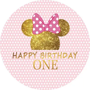 

Multiple Mouse Birthday Circle Round Backdrop Cover Girl Boy Baby Shower Decoration Custom Photo Background Banner