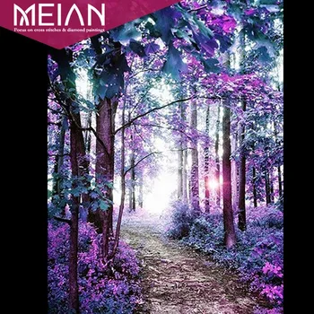 

2020 MEIAN tree Landscape DIY Crystal full drill Round 5D diamond painting scenery tree cross stitch kit mosaic round rhinestone