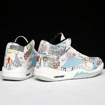 

New Graffiti Sneakers Air Cushion Basketball Shoes for Men Breathable Outdoor Basketball Sport Shoes Men Comfortable krasovki