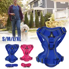 

Dog Harness Reflective with Adjustable Strap and Buckle Clip Outdoor Pet Vest Puppy Leash Easy Control for Small Medium Dogs Cat