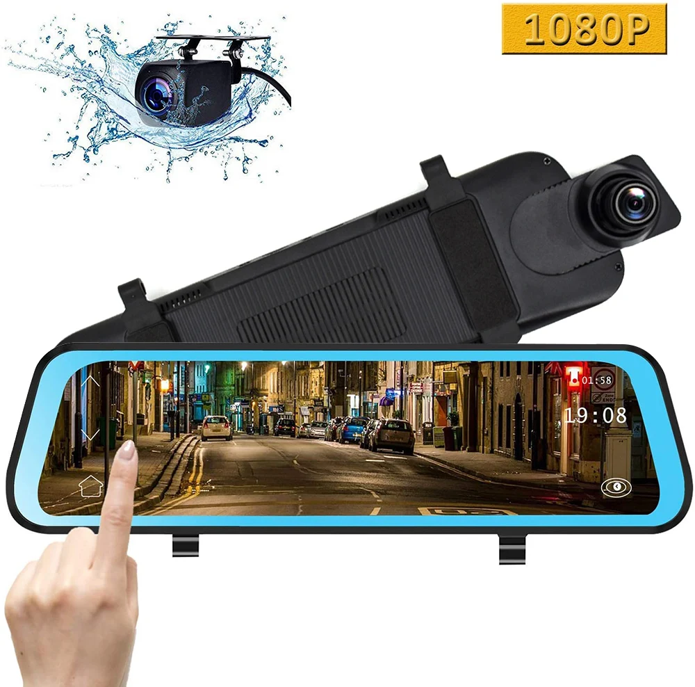 

AIXZ Dash Cam Car DVR 1080P Full HD Rearview Mirror Streaming 10 Inch TFT LCD Touch Screen Media Video Recorder