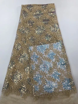 

African tulle lace fabric 2020 high quality Nigeria mesh lace fabric French lace wedding dress sequins ZX37791