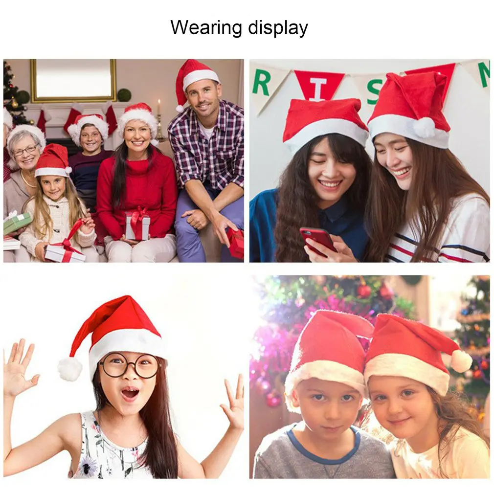 Christmas Hat Adults Kids Christmas New Year Thick Decorations For Home Xmas Santa Claus Gifts Decor Xmas New Year Winter Caps