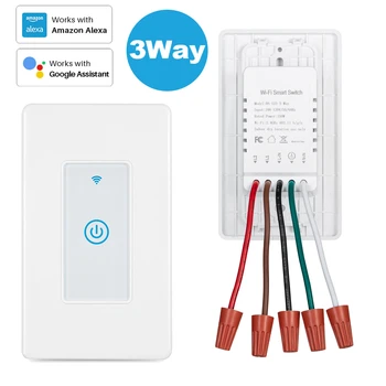 

WIFI Touch Electrical Light Wall Switch White US120*80mm Needs Neutral Wire Smart Home 2Way 3Way Phone Control Alexa Google Home