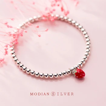 

Modian New Cute Strawberry Starnd Bracelet for women Fashion Pure 925 Sterling Silver Simple Plant Bracelet Fine Jewelry Bijoux