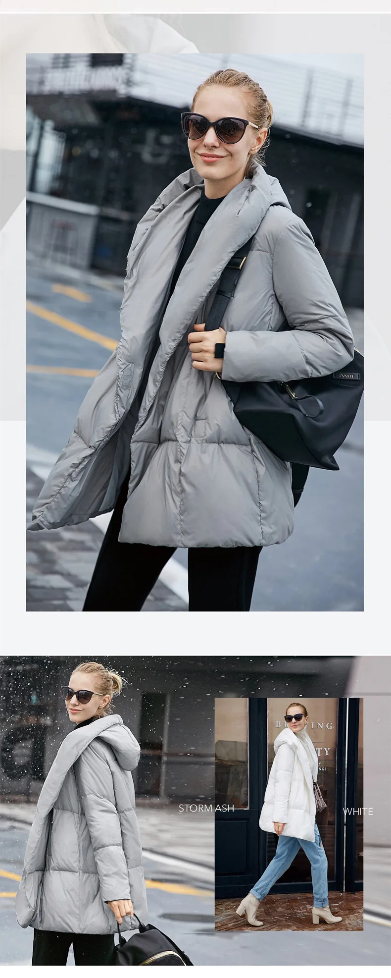 Amii очень простой, теплый, пуховый, Женский Зимний стиль, стиль с капюшоном, 90-белый, утиное верхнее пальто