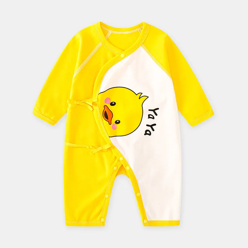

0-6M Newborn Baby Boy Girl Cute Clothing Yellow Duck Cotton Romper Cotton Jumpsuit Outfit Infant Clothes