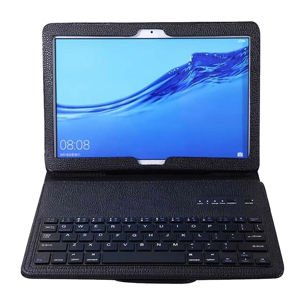 Bluetooth Беспроводной клавиатура чехол для huawei MediaPad T5 10 10,1 дюймов AGS2-W09 L09 L03 W19 чехол из искусственной кожи с откидной подставкой - Цвет: black