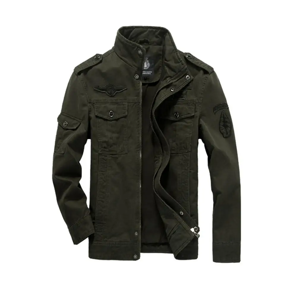 Хлопковая военная куртка для мужчин осенний солдат MA-1 стиль армейские куртки мужские брендовые ленивые мужские куртки-бомберы Большие размеры M-6XL - Цвет: Армейский зеленый