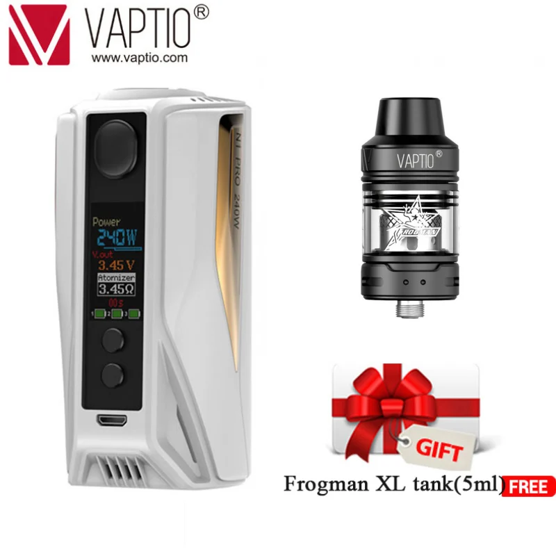 

Gift Tank Vape mod 240w original e-cigarette 5ml Vaptio N1 Pro Box mod fit 2*18650 battery 510 thread atomizer