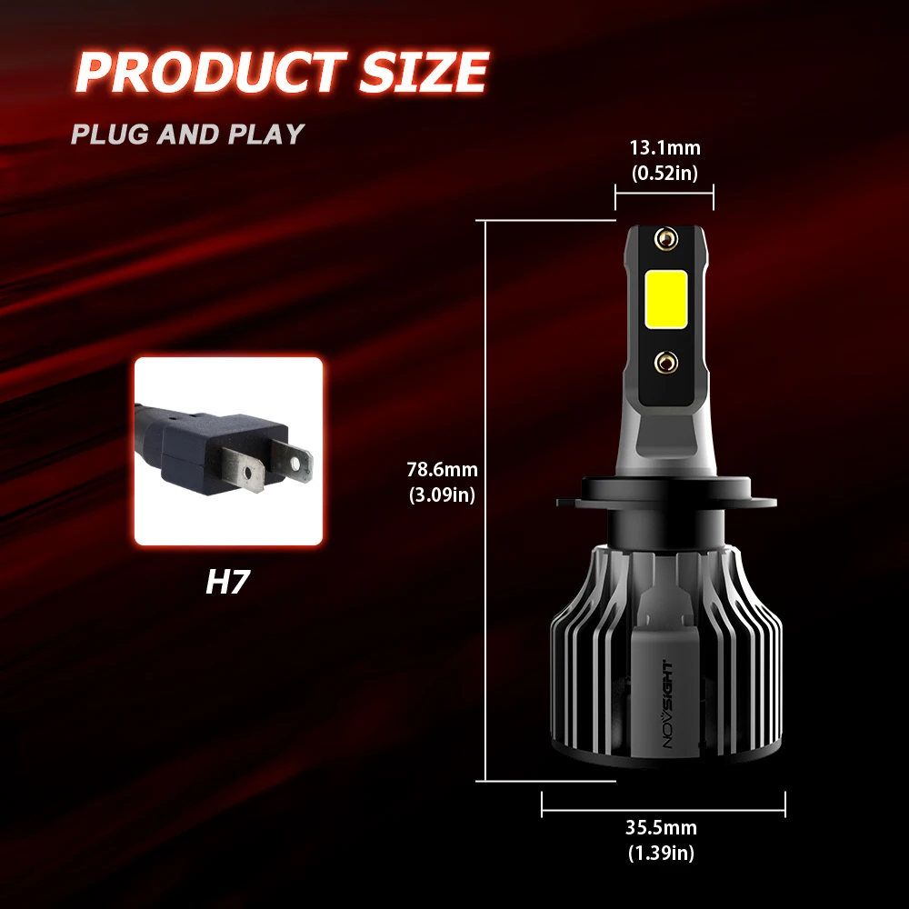 NOVSIGHT-Carro LED Lâmpadas de nevoeiro, faróis automáticos,