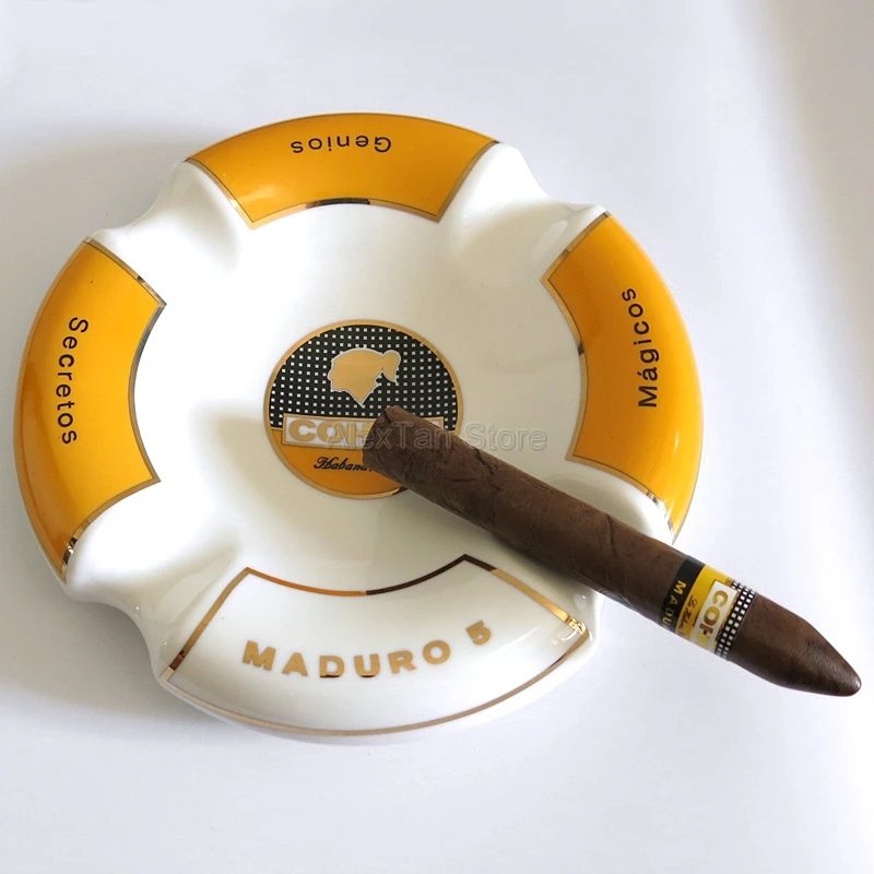 Бренд COHIBA керамическая пепельница для сигар большой размер 4 пальца держатель