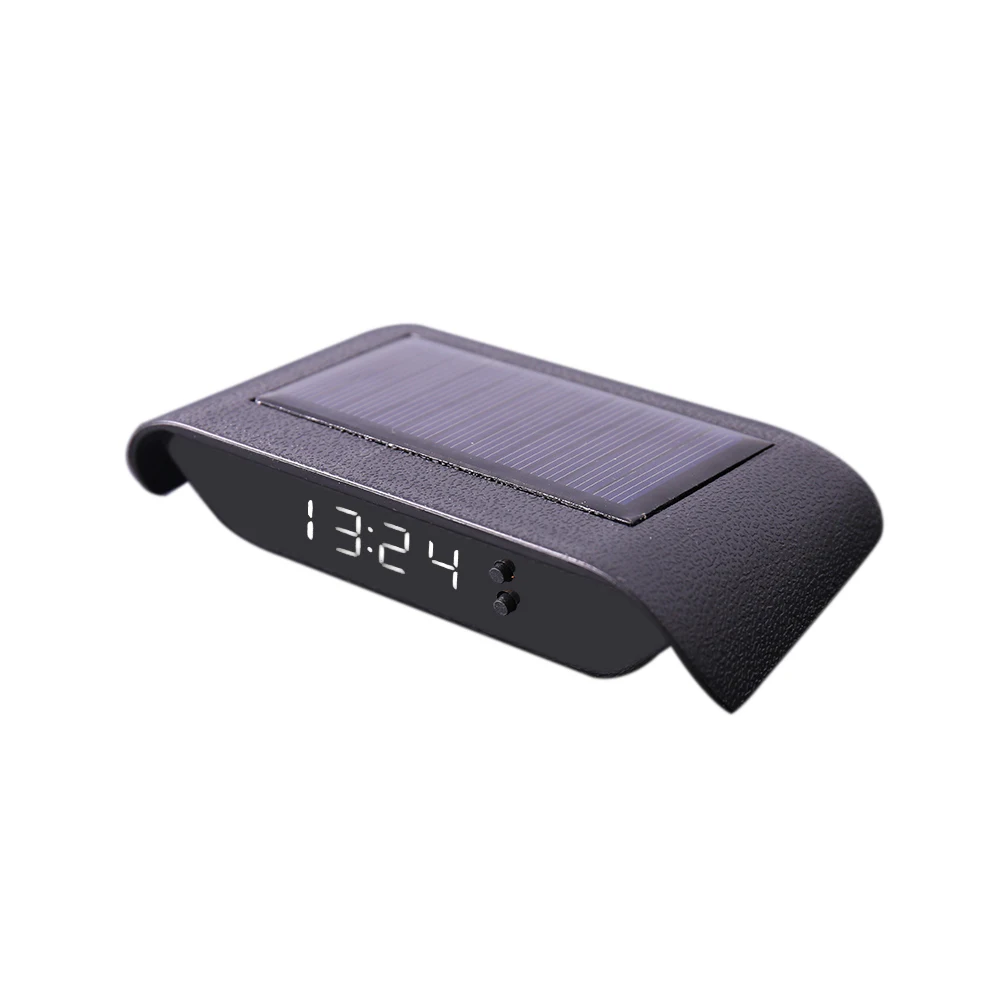 Automotive 24-Hour Solar Electronic Clock Digital Clock With Backlight Solar Luminous Display High Temperature Resistant Durable - Название цвета: Белый
