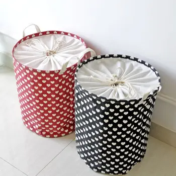 

Hearts Nostalgic Patterns Waterproof Organizer Linen Sundries Storage Basket Cabinet Underwear Storage Bag Cothing Storage Box