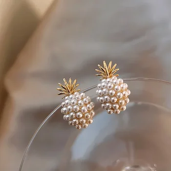 

New Arrival Korean Style Pineapple Pearl Earrings For Women Female Cute Pearl Fruit Stud Earring 2020 Fashion Earrings Jewelry