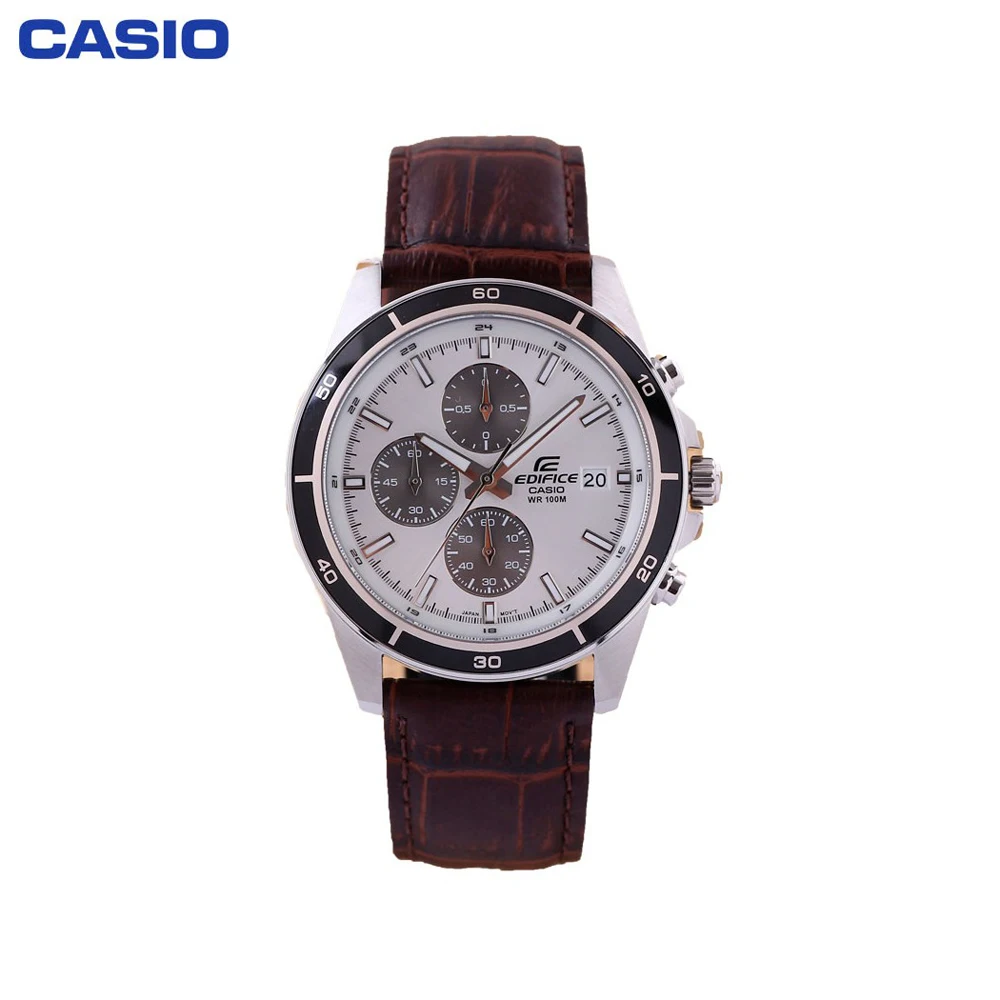 Наручные часы Casio EFR-526L-7A мужские с кварцевым хронографом на кожаном ремешке