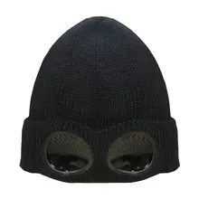 Зимняя вязаная шапка, теплые лыжные шапочки, шапка со съемными очками для женщин и мужчин, уличная спортивная шапка, ветрозащитная шапка для катания на коньках