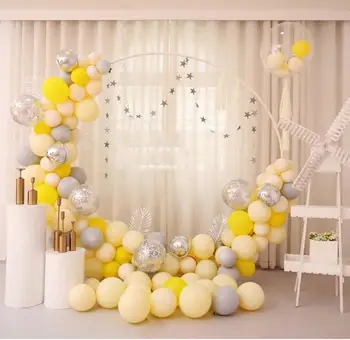 

Circle Balloon Garland Hoop Kit Balloons Leaves Tassel Birthday Wedding Backdrop Birthday Anniversary Party Decorations