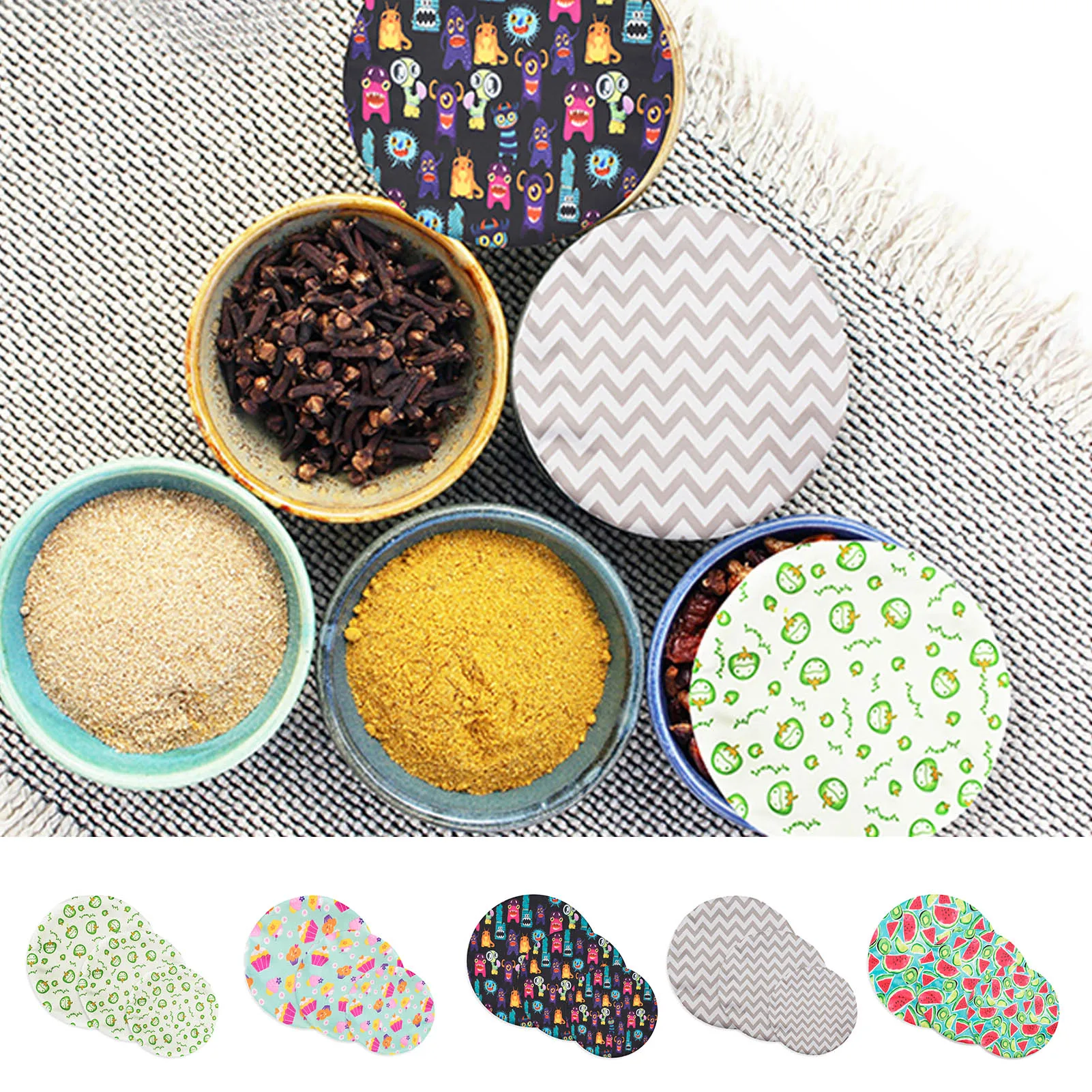 3Pcs Food Bowl Cover Universal Cloth Lids For Cookware Bowl Pot Reusable Lid Stretch Lids Kitchen Accessories food cover fresh keeping cover preservation cover bowl cover
