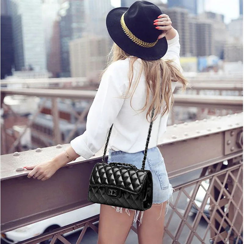

Classic Style Rhombus Embroidery Japanese Korean New Style Simple Fashion Rhombus Chain Square Sling Bag Rhombus Shoulder WOMEN'