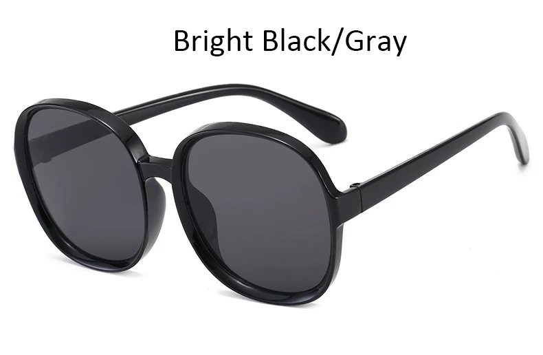 Bright Black Gray Роскошные круглые солнцезащитные очки для женщин, большие женские очки с градиентом, модные брендовые женские солнцезащитные очки, Женские Ретро винтажные очки - Цвет линз: Bright Black Gray