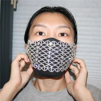 

Rhinestone oval hollow fashion mask woman luxury exquisite crystal face jewelry party accessories holiday gifts