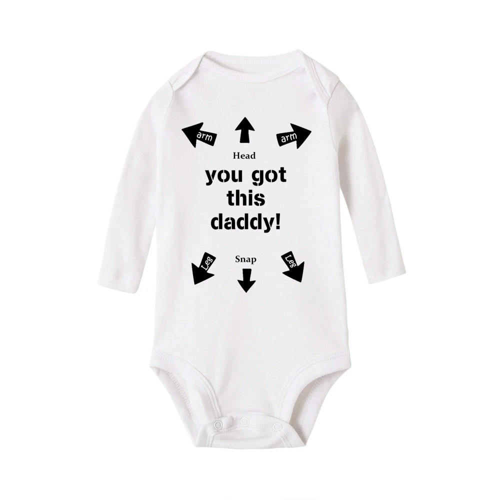 Хлопковые боди с длинными рукавами для новорожденных, с надписью «You Got This Daddy», повседневные Детские Боди для малышей, Забавный комбинезон для малышей от 0 до 24 месяцев