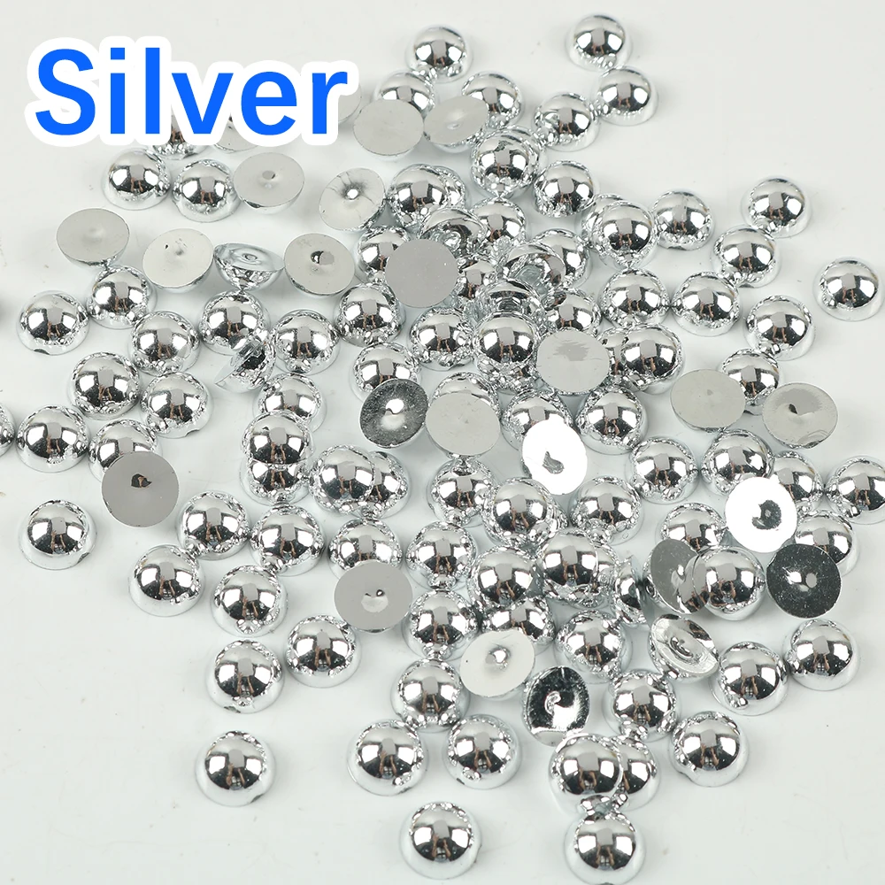 Luxury Gothic Silver Pearl Nail Charms - Mixed Sizes