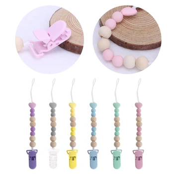 

Wooden Bead Dummy Clip Holder Pacifier Clips Soother Chains Baby Teething Toy