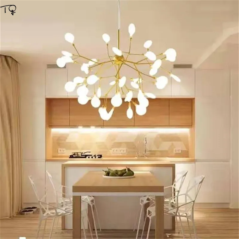 

Nordic Design Modern Firefly Chandelier Lighting Led Tree Branch Hanging Lamp Creative Living Room Bedroom Dining Room Luminaire