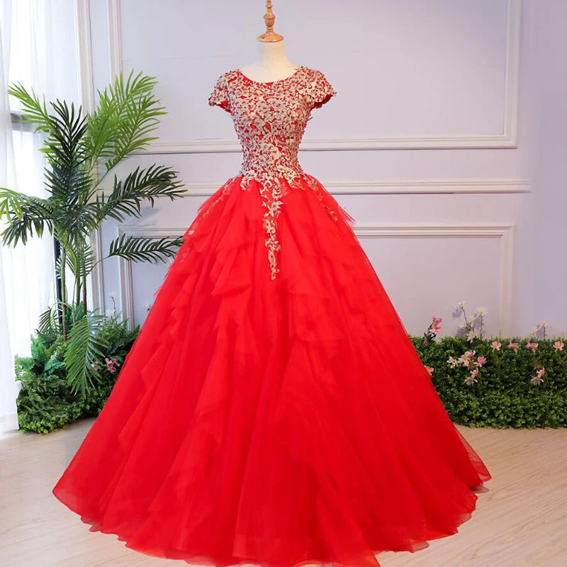 Ball Gowns For Adults Puffy Dresses For Prom Dresses Applique Long Costumes Chorus Vestido Robe De Gala Dresses TS958 - Цвет: 1