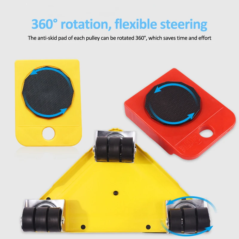 5Pcs Furniture Mover Tool Transport Lifter Set Heavy Stuffs Moving Wheeled Roller Bar Household Hand Tools Professional Sets-4