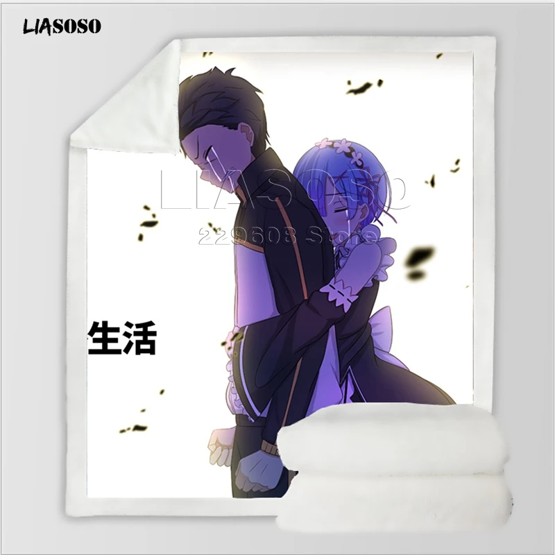 10 Диван, постельные принадлежности, аниме, Re: zero, сестры-близнецы, горничные рам и рем, Узорчатое, для взрослых, детей, набивное шерстяное одеяло, одеяло для путешествий, одеяло для автомобиля - Цвет: 10