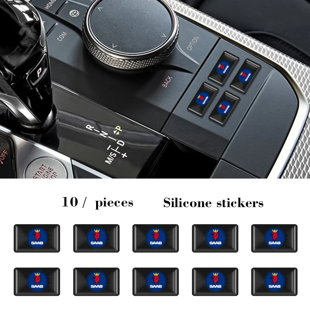 

10PCS 3D Car Styling Abs Epoxy Resin Emblem Badge Sticker Decals Small Decorative For SAAB 9-3 93 9-5 9 3 9000 5 Car Accessories