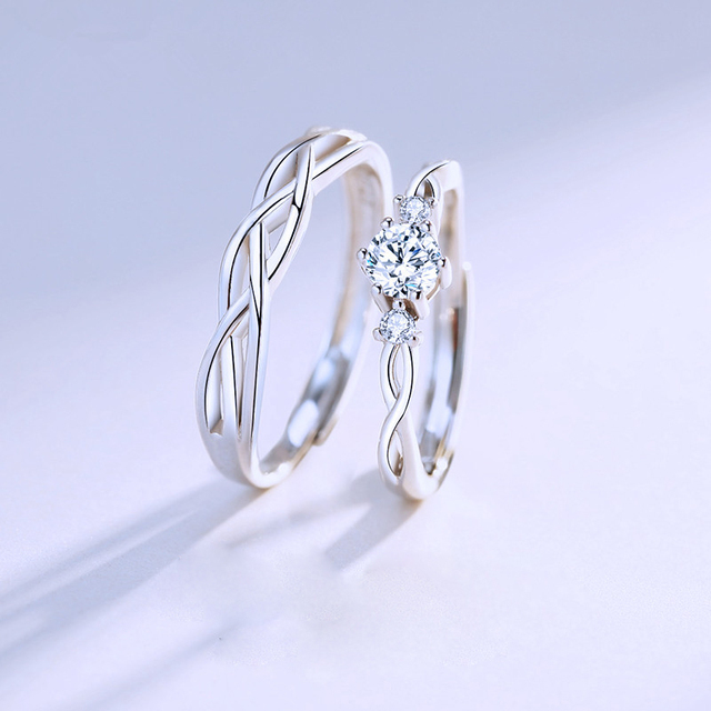 Romantic Sun Moon Paired Couple Rings Fashion Lover Matching Wedding Rings For Women Valentine's Day Gift Jewelry